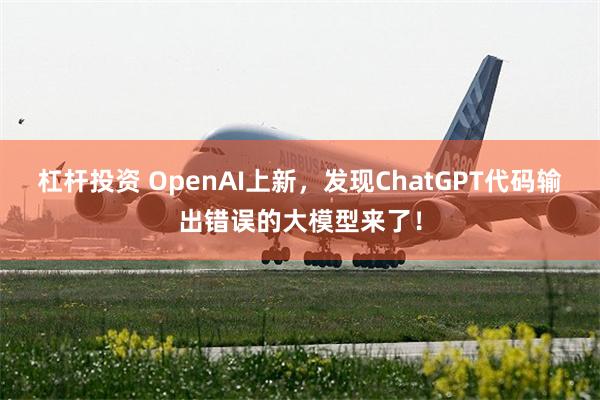 杠杆投资 OpenAI上新，发现ChatGPT代码输出错误的大模型来了！