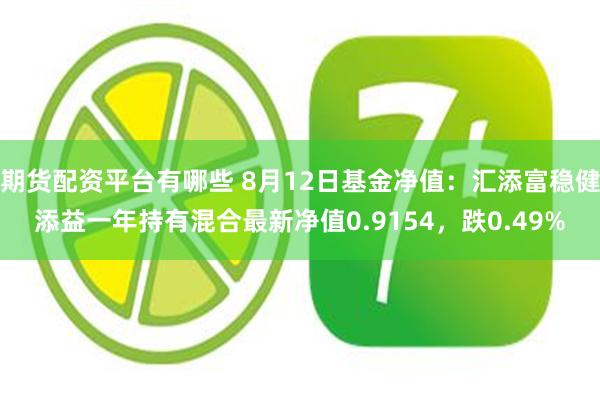 期货配资平台有哪些 8月12日基金净值：汇添富稳健添益一年持有混合最新净值0.9154，跌0.49%