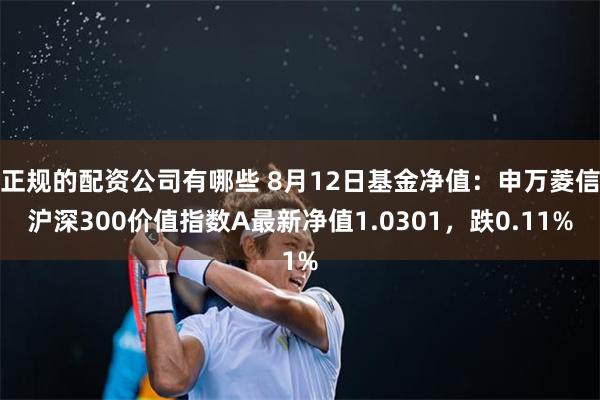 正规的配资公司有哪些 8月12日基金净值：申万菱信沪深300价值指数A最新净值1.0301，跌0.11%